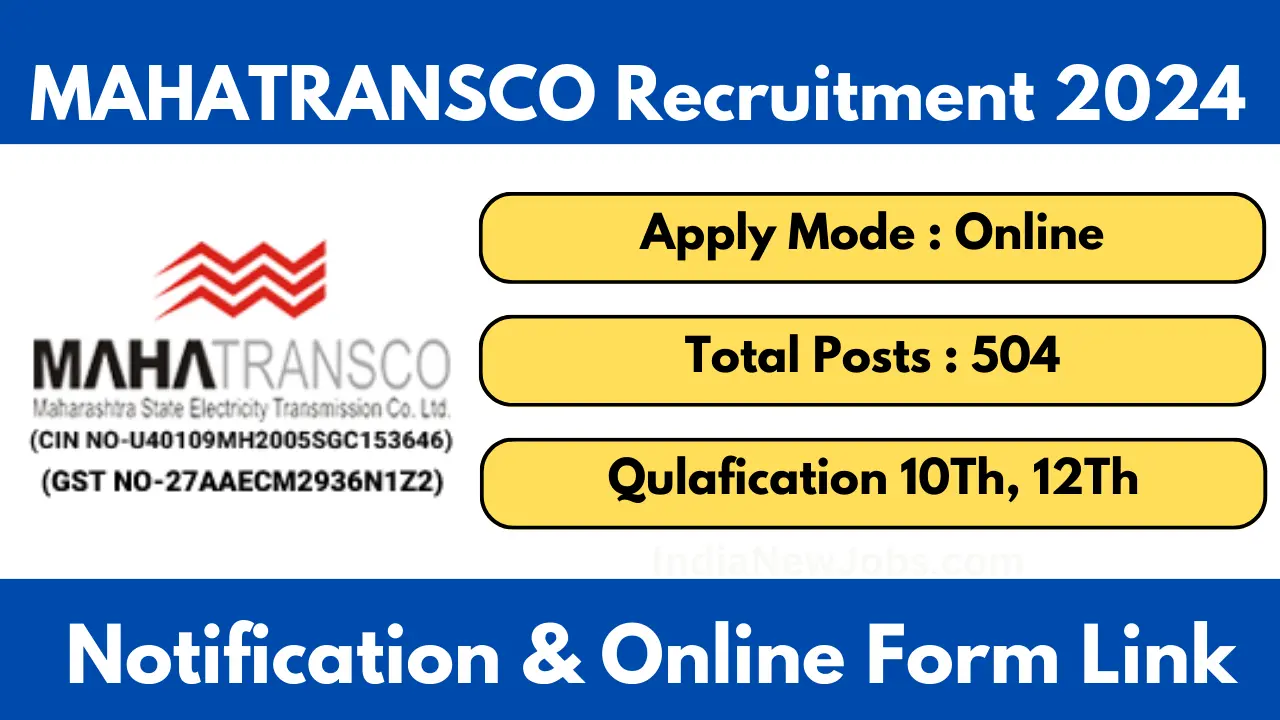 MAHATRANSCO Recruitment 2024 LDC UDC AE Etc 504 Posts Notification